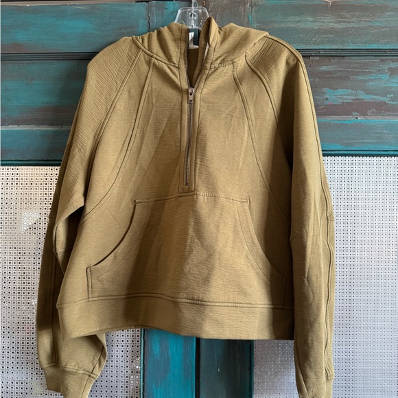 Women's Olive Half-Zip Hoodie Oversized - Picture 1 of 3